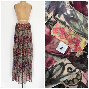 Anthropologie Emily Factor NWOT floral print silk maxi skirt, Spring, 6 tall
